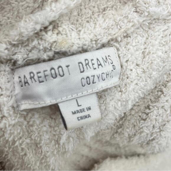 BAREFOOT DREAMS Cream Chunky Knit Cardigan Robe Oversized Long Tie Waist Large - Picture 5 of 6